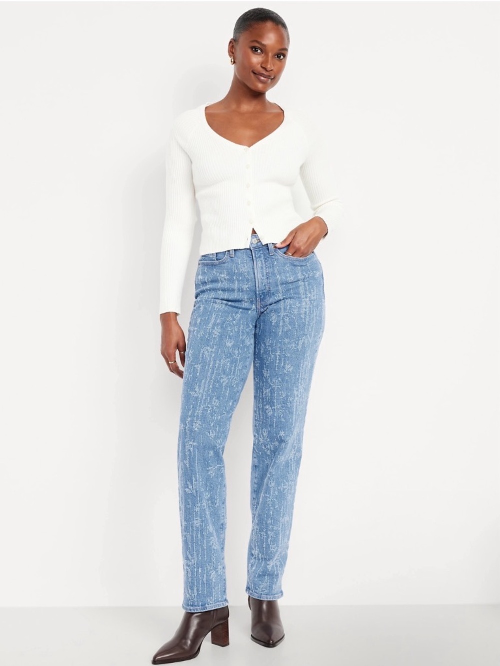 Curvy High-Waisted OG Loose Textured Jeans Size 14